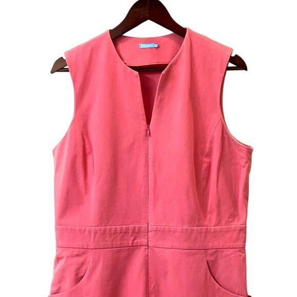 J. McLaughlin Hudson Sheath Dress Front Zip Stretch Coral Pink Size 14 - Picture 2 of 6